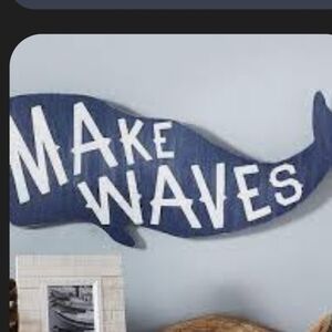 Pottery Barn Blue Whale Wall DECOR WOOD